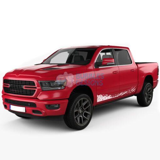 Lower Door Splash Decals Graphics Vinyl For Dodge Ram Crew Cab 1500 White / 2019-Present Side Door