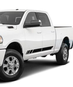 Lower Door Stripes Decals Graphics Vinyl For Dodge Ram Crew Cab 3500 Bed 64 Black / 2019-Present