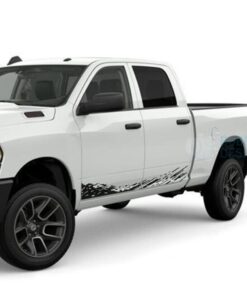 Lower Splash Stripes Door Decals Graphics Vinyl For Dodge Ram Crew Cab 2500 Black / 2019-Present