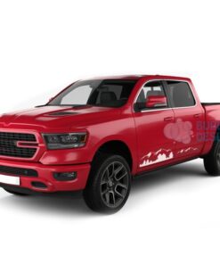 Mountain Doors Graphics Vinyl For Dodge Ram Crew Cab 1500 White / 2019-Present Side Door Sticker