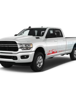 Mountain Side Door Decals Graphics Vinyl For Dodge Ram Crew Cab 3500 Bed 8 Red / 2019-Present Side