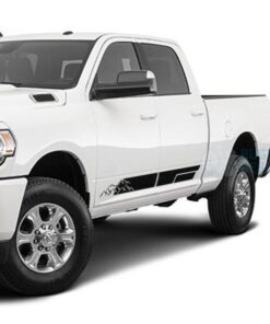 Mountains Stripes Door Decals Graphics Vinyl For Dodge Ram Crew Cab 3500 Bed 64 Black / 2019-Present