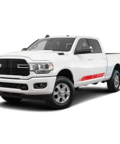 Mountains Stripes Door Decals Graphics Vinyl For Dodge Ram Crew Cab 3500 Bed 64 Red / 2019-Present