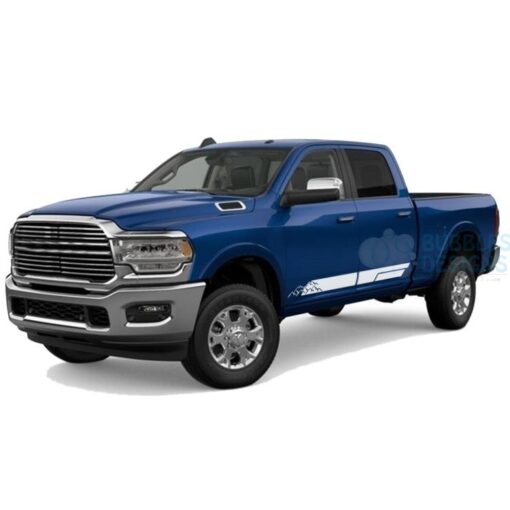 Mountain Stripes Decals Graphics Vinyl For Dodge Ram Crew Cab 2500 White / 2019-Present Side Door