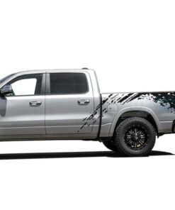 Mud Splash Bed Decals Graphics Vinyl For Dodge Ram Crew Cab 1500 Black / 2019-Present Side Door