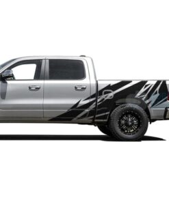 Pattern Bed Decals Graphics Vinyl For Dodge Ram Crew Cab 1500 Black / 2019-Present Side Door Sticker