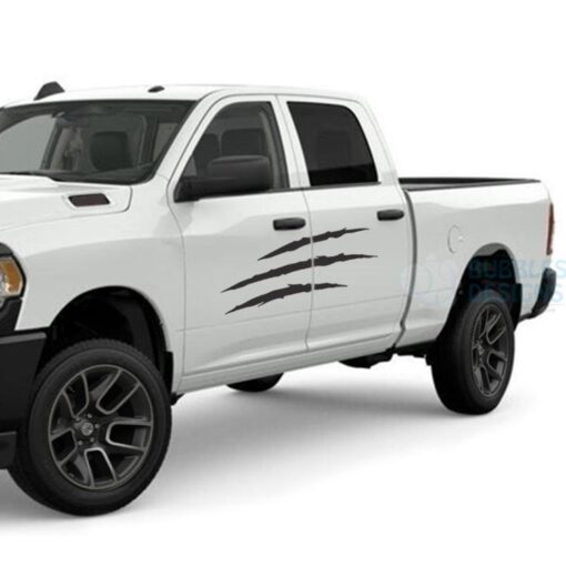 Scratches Door Decals Graphics Vinyl For Dodge Ram Crew Cab 2500 Black / 2019-Present Side Door