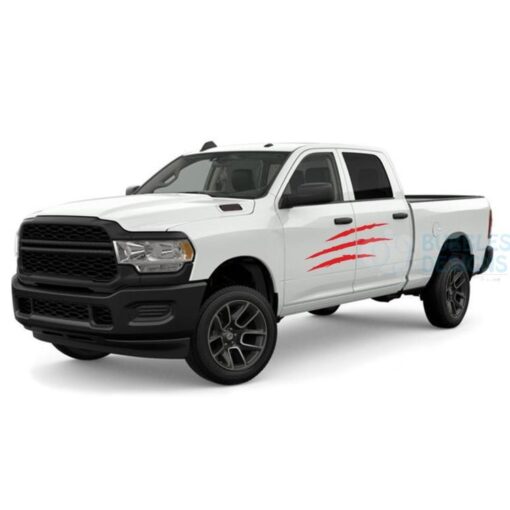 Scratches Door Decals Graphics Vinyl For Dodge Ram Crew Cab 2500 Red / 2019-Present Side Door