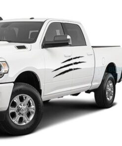 Scratches Side Door Decals Graphics Vinyl For Dodge Ram Crew Cab 3500 Bed 64 Black / 2019-Present