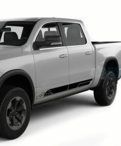 Side Door Stripes Decals Graphics Vinyl For Dodge Ram Crew Cab 1500 Black / 2019-Present Side Door