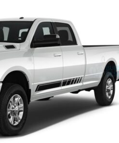 Side Door Stripes Decals Graphics Vinyl For Dodge Ram Crew Cab 3500 Bed 8 Black / 2019-Present Side