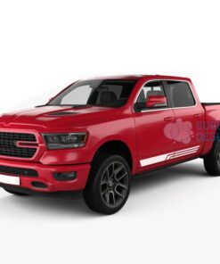 Side Door Stripes Graphics Vinyl For Dodge Ram Crew Cab 1500 White / 2019-Present Side Door Sticker
