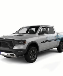 Side Lines Stripes Decals Graphics Vinyl For Dodge Ram Crew Cab 1500 Black / 2019-Present Side Door