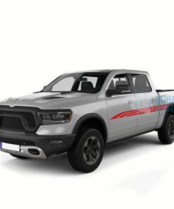 Side Lines Stripes Decals Graphics Vinyl For Dodge Ram Crew Cab 1500 Red / 2019-Present Side Door