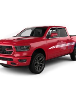 Side Lines Stripes Decals Graphics Vinyl For Dodge Ram Crew Cab 1500 White / 2019-Present Side Door