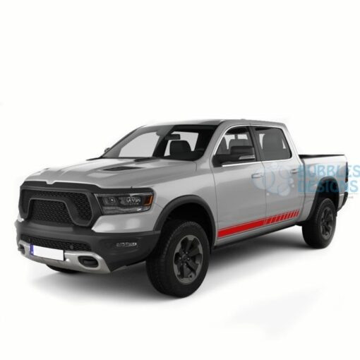 Side Stripes Doors Graphics Vinyl For Dodge Ram Crew Cab 1500 Red / 2019-Present Side Door Sticker