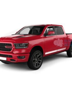 Side Stripes Doors Graphics Vinyl For Dodge Ram Crew Cab 1500 White / 2019-Present Side Door Sticker