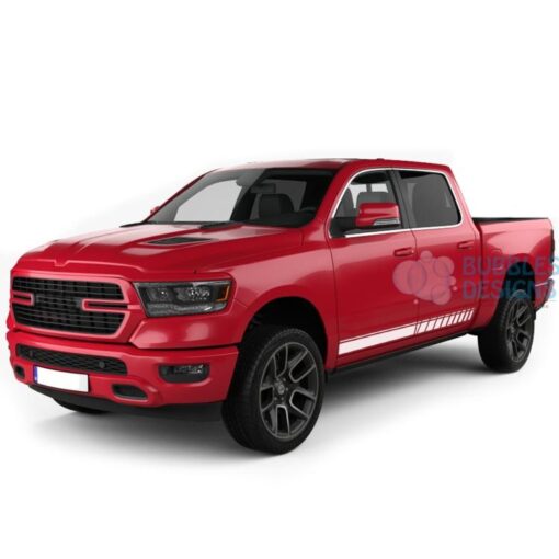 Side Stripes Doors Graphics Vinyl For Dodge Ram Crew Cab 1500 White / 2019-Present Side Door Sticker