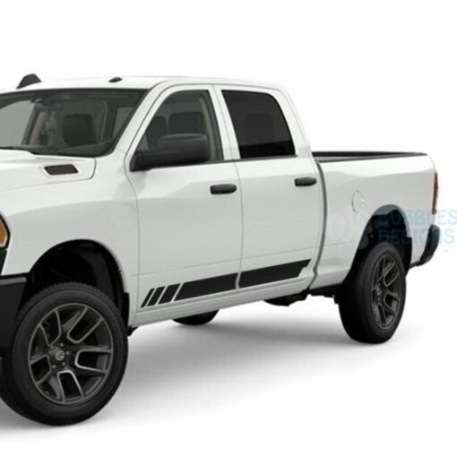 Side Stripes Stickers Decals Graphics Vinyl For Dodge Ram Crew Cab 2500 Black / 2019-Present Side