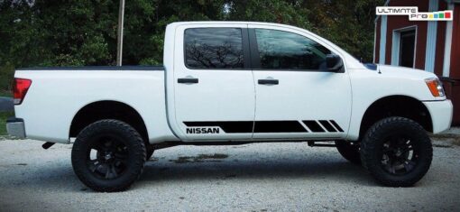 2X Decal Sticker Side Stripe Kit Compatible With Nissan Titan 2003-2017 Black