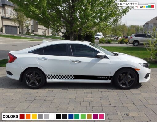 Sport Sticker Decal Vinyl Side Door Stripes for Honda Civic 2016 2017