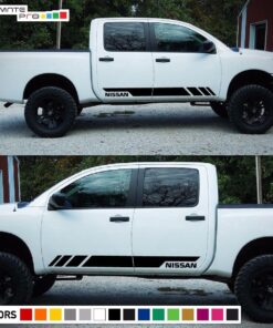 2X Decal Sticker Side Stripe Kit Compatible With Nissan Titan 2003-2017 Matte Black