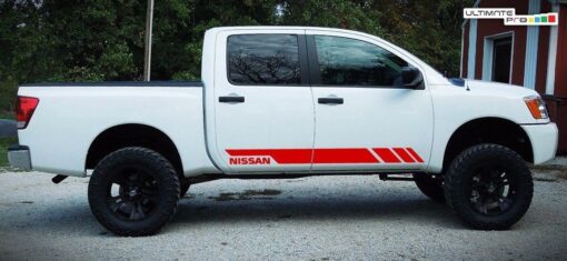 2X Decal Sticker Side Stripe Kit Compatible With Nissan Titan 2003-2017 Red