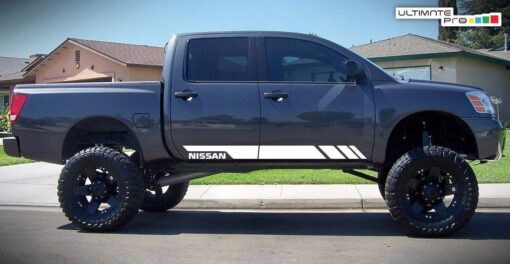 2X Decal Sticker Side Stripe Kit Compatible With Nissan Titan 2003-2017 White