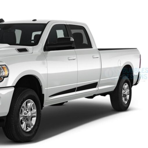 Spear Stripes Side Door Decals Graphics Vinyl For Dodge Ram Crew Cab 3500 Bed 8 Black / 2019-Present