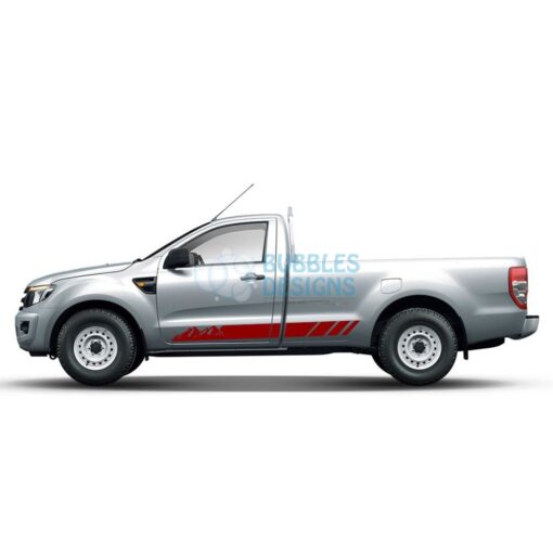 Sticker Vinyl Design For Ford Ranger Regular Cab 2011 - Present Red