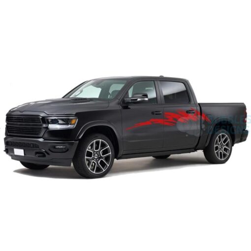 Strike Side Decals Graphics Vinyl For Dodge Ram Crew Cab 1500 Red / 2019-Present Side Door Sticker