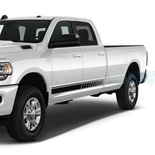 Stripes Side Door Decals Graphics Vinyl For Dodge Ram Crew Cab 3500 Bed 8 Black / 2019-Present Side