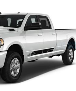 Stripes Side Door Decals Graphics Vinyl For Dodge Ram Crew Cab 3500 Bed 8 Black / 2019-Present Side