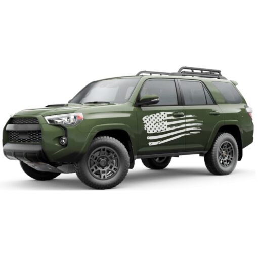 USA Flag Decal Sticker Vinyl Side Stripe Kit Compatible with Toyota 4Runner 2009-Present