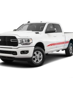 Triple Line Stripes Side Door Decals Graphics Vinyl For Dodge Ram Crew Cab 3500 Bed 64 Red /