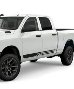 Triple Side Door Stripes Decals Graphics Vinyl For Dodge Ram Crew Cab 2500 Black / 2019-Present Side