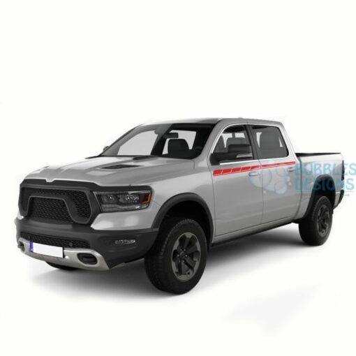 Upper Door Decals Graphics Vinyl For Dodge Ram Crew Cab 1500 Red / 2019-Present Side Door Sticker