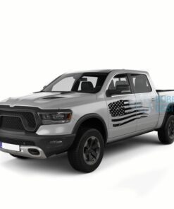 Usa Door Decals Graphics Vinyl For Dodge Ram Crew Cab 1500 Black / 2019-Present Side Door Sticker