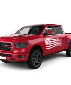 Usa Door Decals Graphics Vinyl For Dodge Ram Crew Cab 1500 White / 2019-Present Side Door Sticker