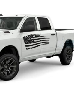 Usa Flack Stickers Door Decals Graphics Vinyl For Dodge Ram Crew Cab 2500 Black / 2019-Present Side