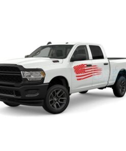 Usa Flack Stickers Door Decals Graphics Vinyl For Dodge Ram Crew Cab 2500 Red / 2019-Present Side