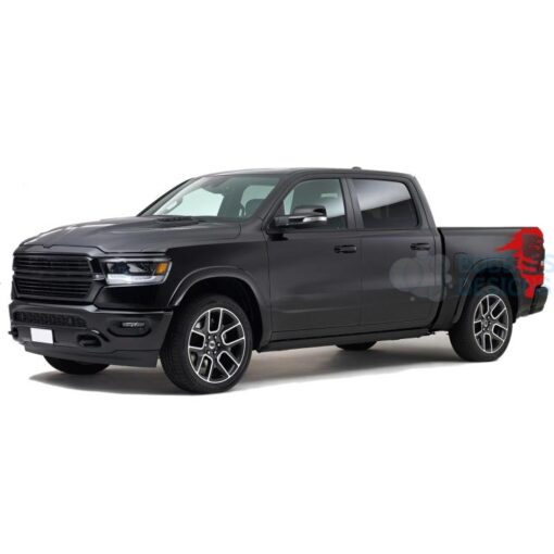 Usa Flag Bed Decals Graphics Vinyl For Dodge Ram Crew Cab 1500 Red / 2019-Present Side Door Sticker