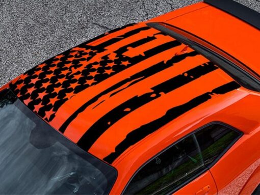 Roof Banner American Flag Style Decal Dodge Challenger US Flag Sticker